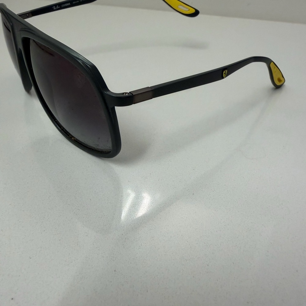 Ray-Ban x Ferrari Black Sunglasses Yellow Temple Tips Unisex - Picture 12 of 13